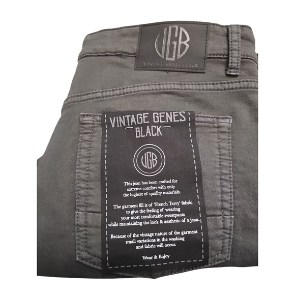 VGB Vintage Genes Black Slim Fit Comfort French Terry Denim Jeans Men's W36x32L - Picture 1 of 6